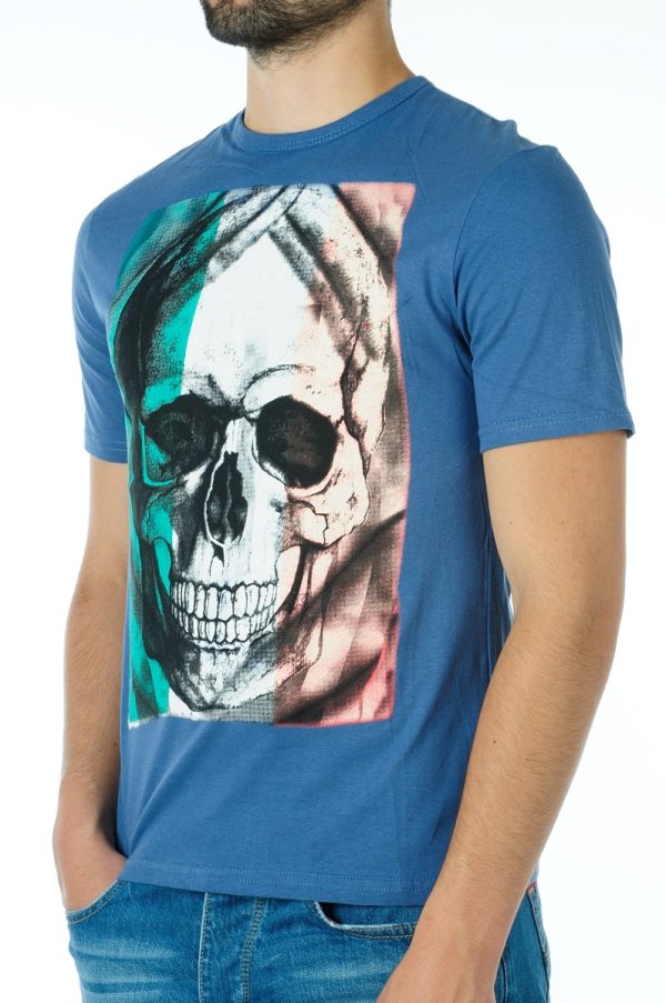 Ricardi trendy modern fit ronde hals heren skull T-shirt Blauw