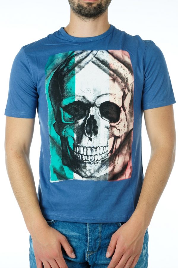 Ricardi trendy modern fit ronde hals heren skull T-shirt Blauw