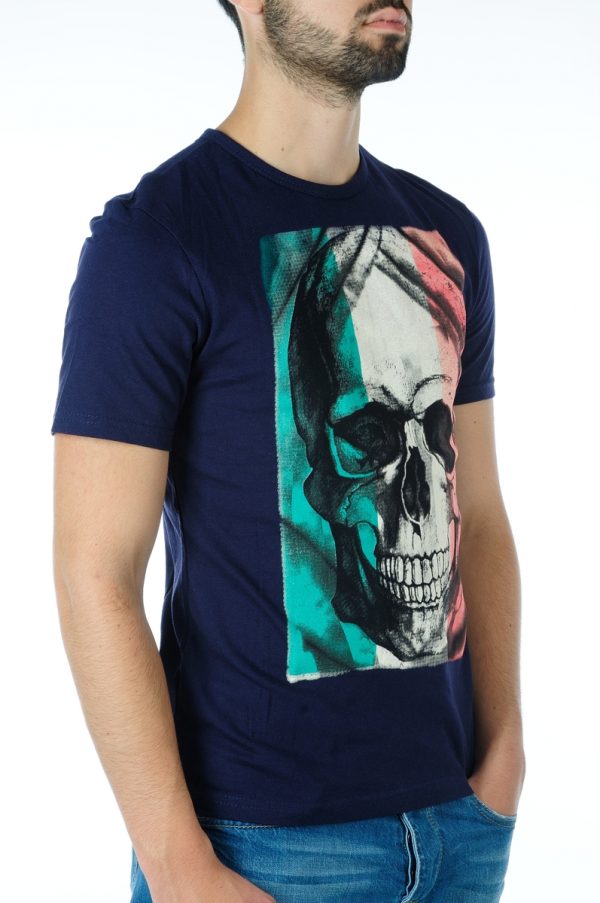 Ricardi trendy modern fit ronde hals heren skull T-shirt Navy