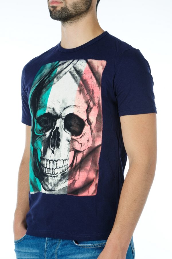 Ricardi trendy modern fit ronde hals heren skull T-shirt Navy