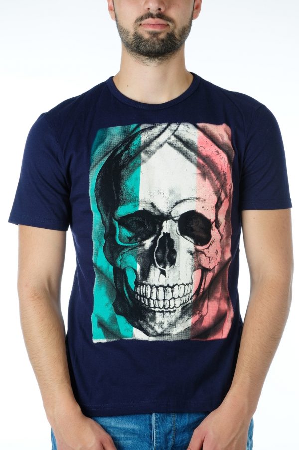 Ricardi trendy modern fit ronde hals heren skull T-shirt Navy