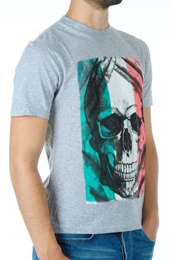 Ricardi trendy modern fit ronde hals heren skull T-shirt Grijs