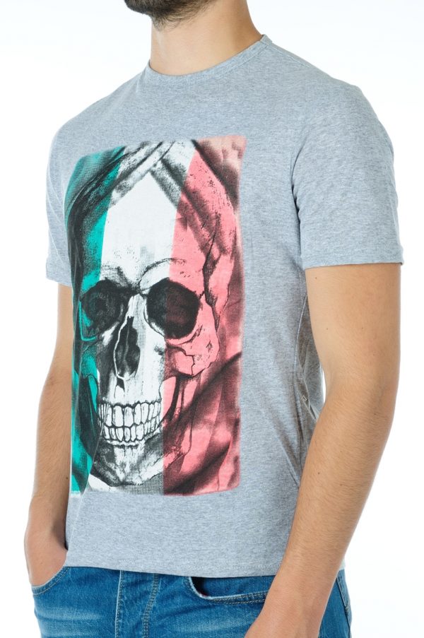 Ricardi trendy modern fit ronde hals heren skull T-shirt Grijs