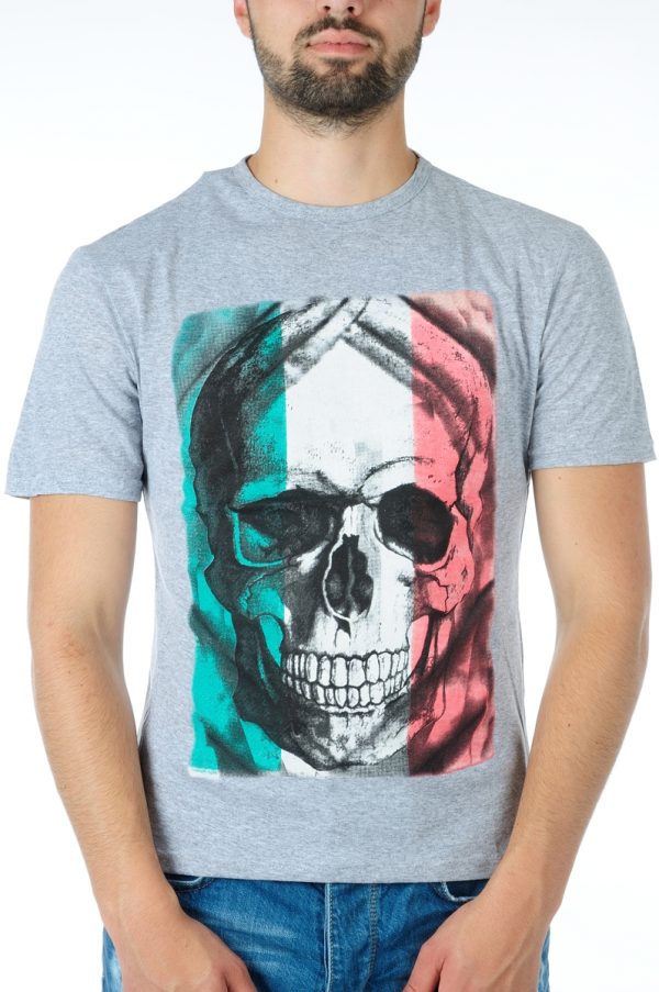 Ricardi trendy modern fit ronde hals heren skull T-shirt Grijs