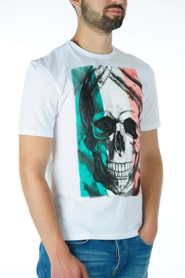 Ricardi trendy modern fit ronde hals heren skull T-shirt Wit