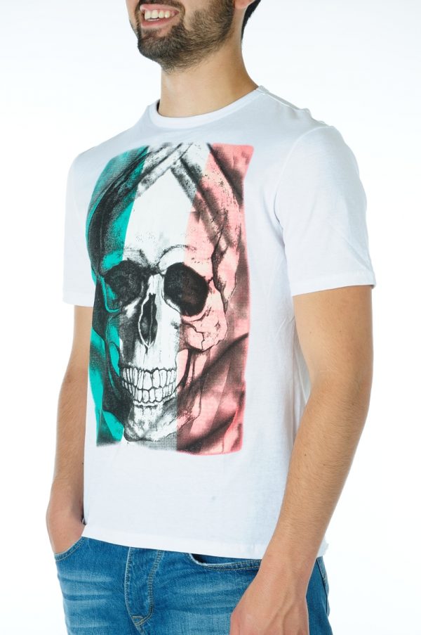 Ricardi trendy modern fit ronde hals heren skull T-shirt Wit