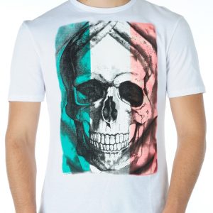 Ricardi trendy modern fit ronde hals heren skull T-shirt Wit