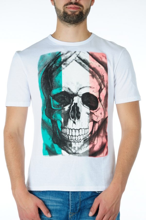 Ricardi trendy modern fit ronde hals heren skull T-shirt Wit