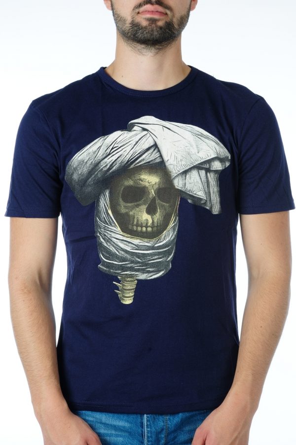 Ricardi trendy modern fit ronde hals heren skull T-shirt Navy