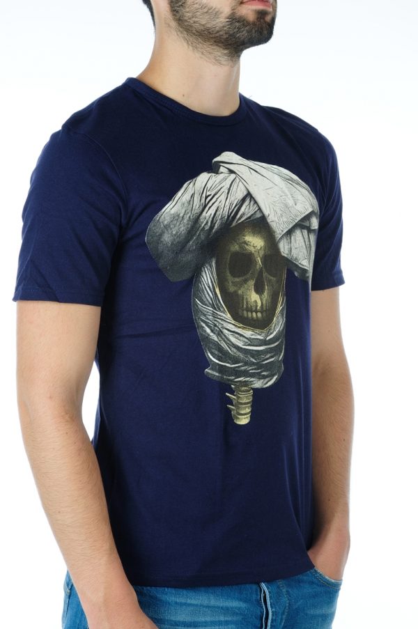 Ricardi trendy modern fit ronde hals heren skull T-shirt Navy