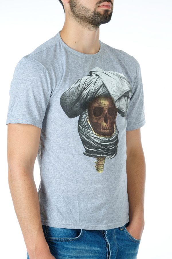 Ricardi trendy modern fit ronde hals heren skull T-shirt Grijs