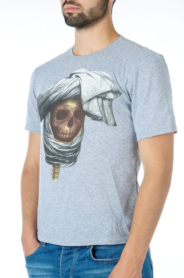 Ricardi trendy modern fit ronde hals heren skull T-shirt Grijs