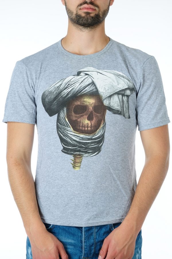 Ricardi trendy modern fit ronde hals heren skull T-shirt Grijs