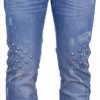 Tazzio trendy regular fit fijn gewassen heren Jeans met studs Blauw