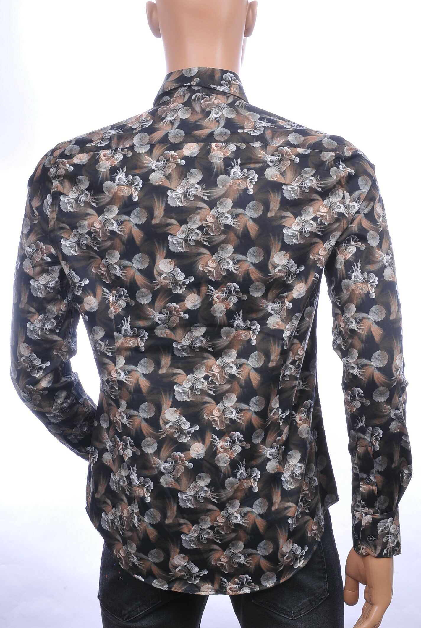 BERZO trendy slim fit allover bloemen dessin heren overhemd Zwart