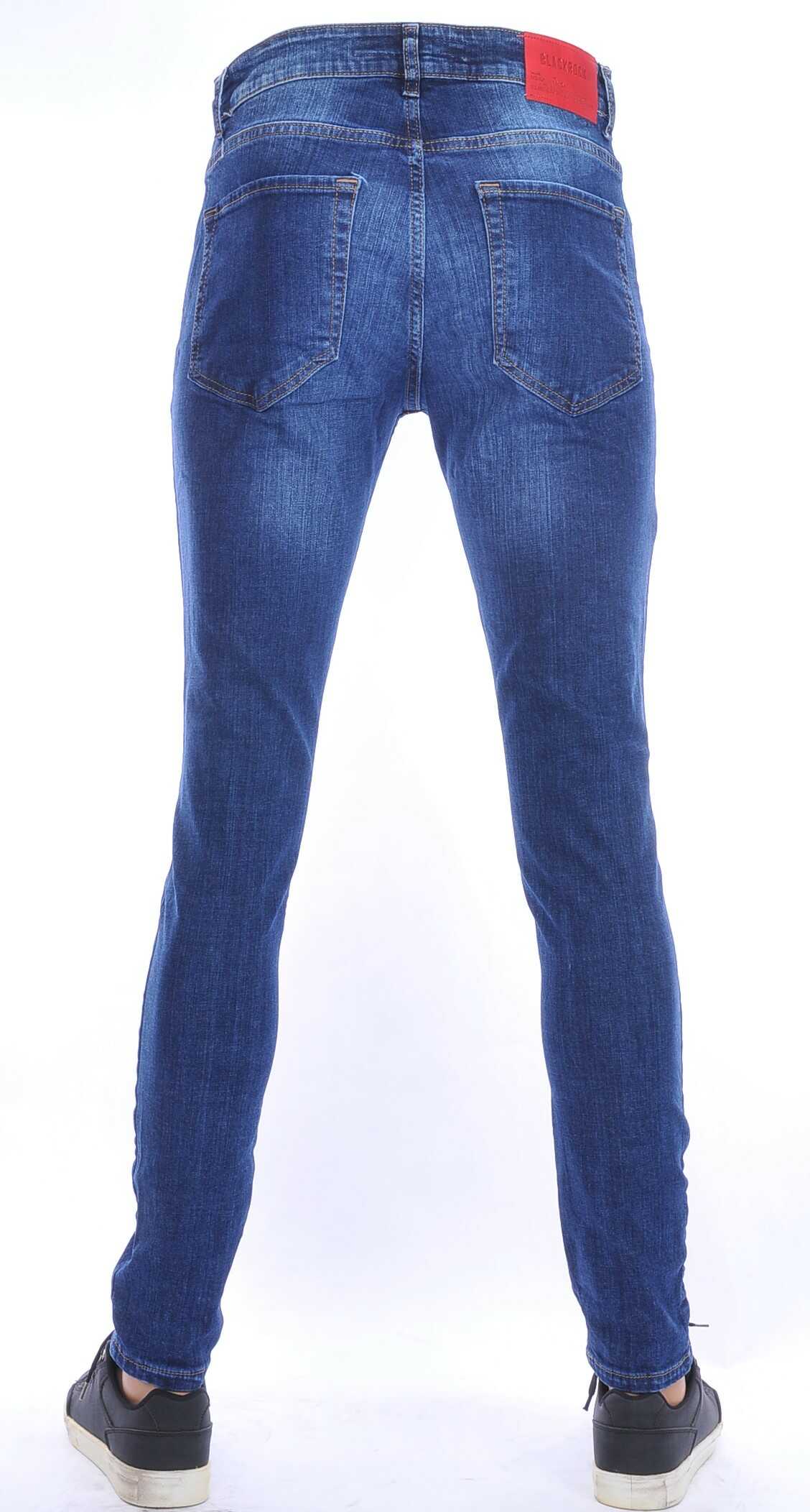 BLACKROCK trendy gewassen slim fit stretch heren jeans Blauw