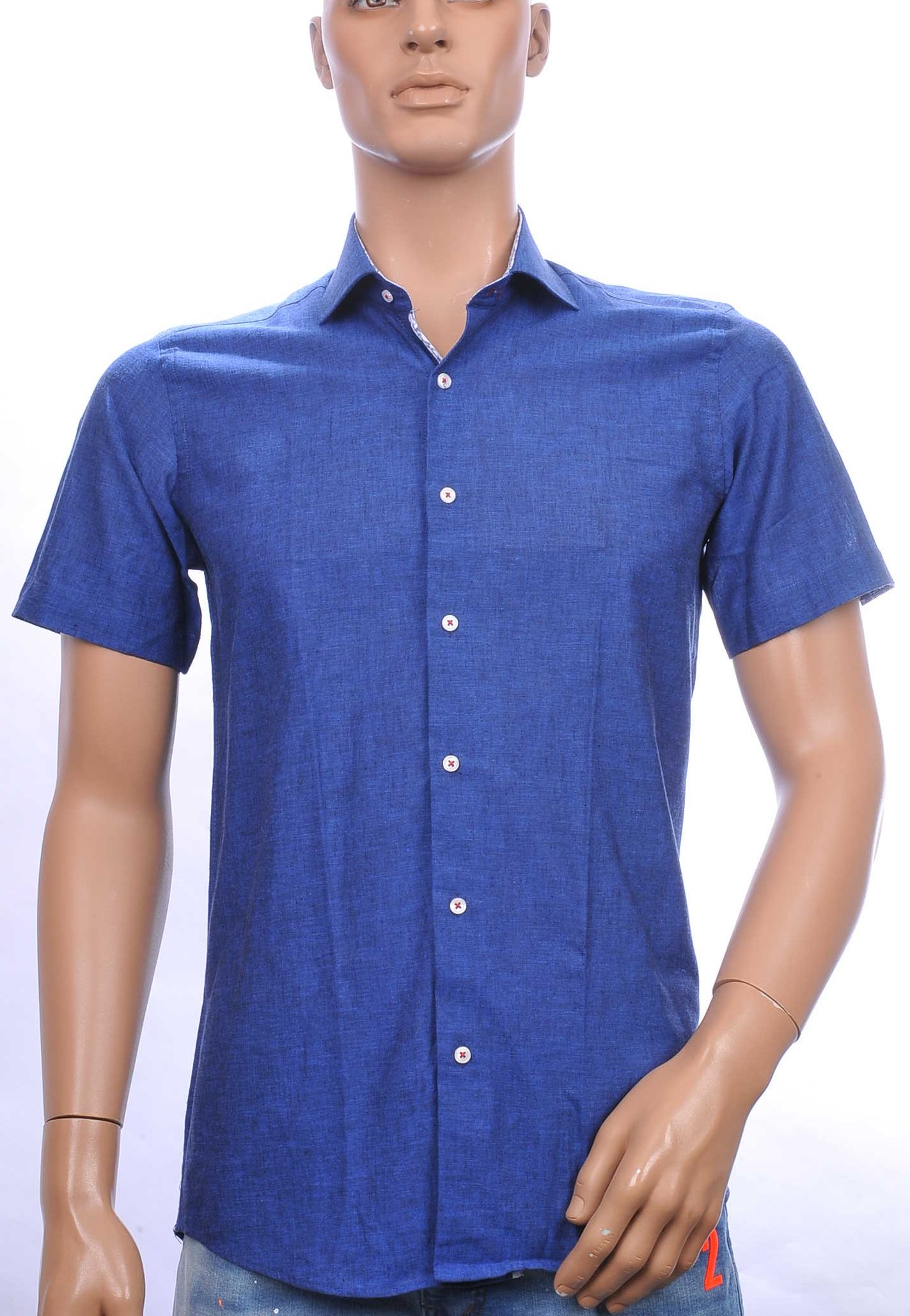 CORRINO slim fit heren overhemd met korte mouwen Navy