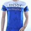 Ci Borg Trendy ENJOY & MORE Ronde Hals Heren T-Shirt met 3D Letters - Blauw