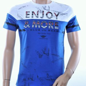 CLUB JU trendy ronde hals heren T-Shirt met 3D letters, C375 Blauw