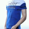 Ci Borg Trendy ENJOY & MORE Ronde Hals Heren T-Shirt met 3D Letters - Blauw
