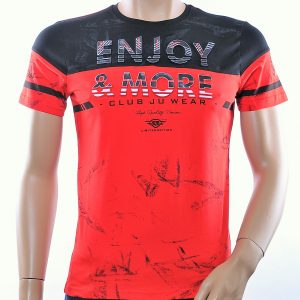 CLUB JU trendy ronde hals heren T-Shirt met 3D letters, C375 Rood