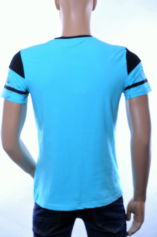 CLUB JU trendy ronde hals heren T-Shirt met 3D letters, C375 Turquoise