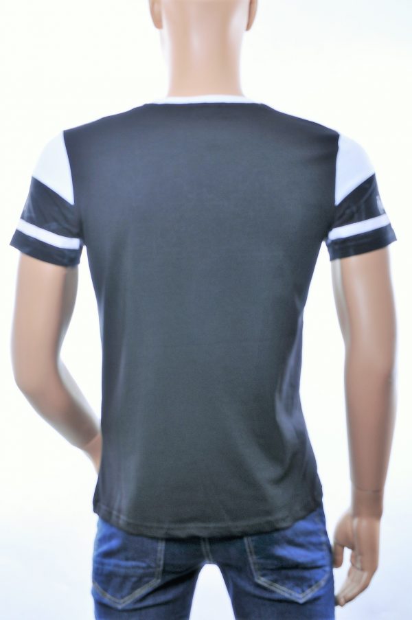 CLUB JU trendy ronde hals heren T-Shirt met 3D letters, C375 Zwart