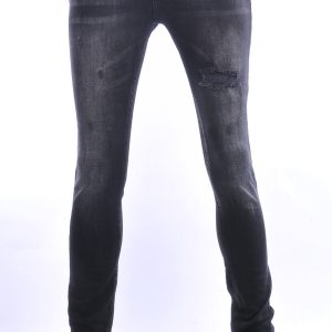 DOGER hippie gescheurde slim fit heren jeans Zwart