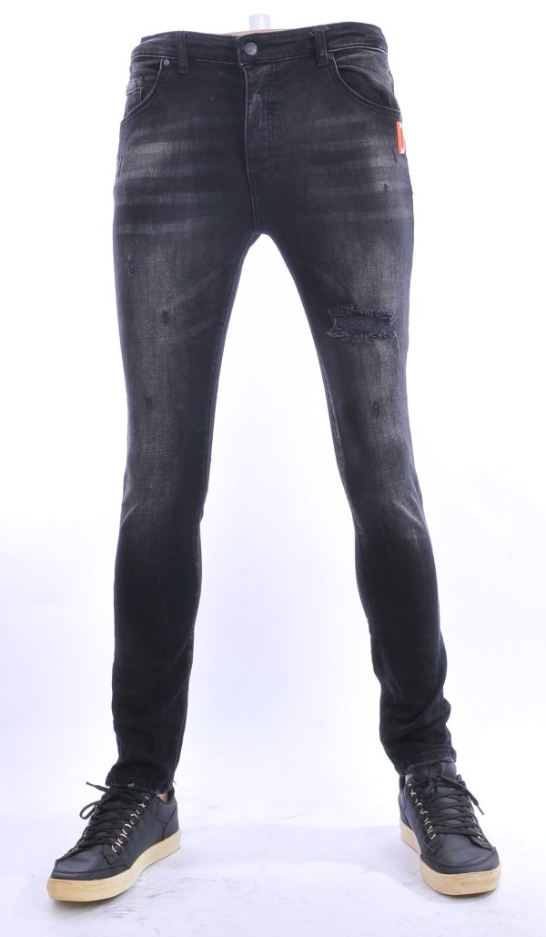 DOGER hippie gescheurde slim fit heren jeans Zwart