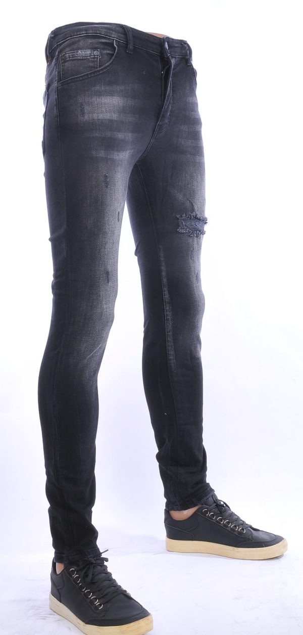 DOGER hippie gescheurde slim fit heren jeans Zwart