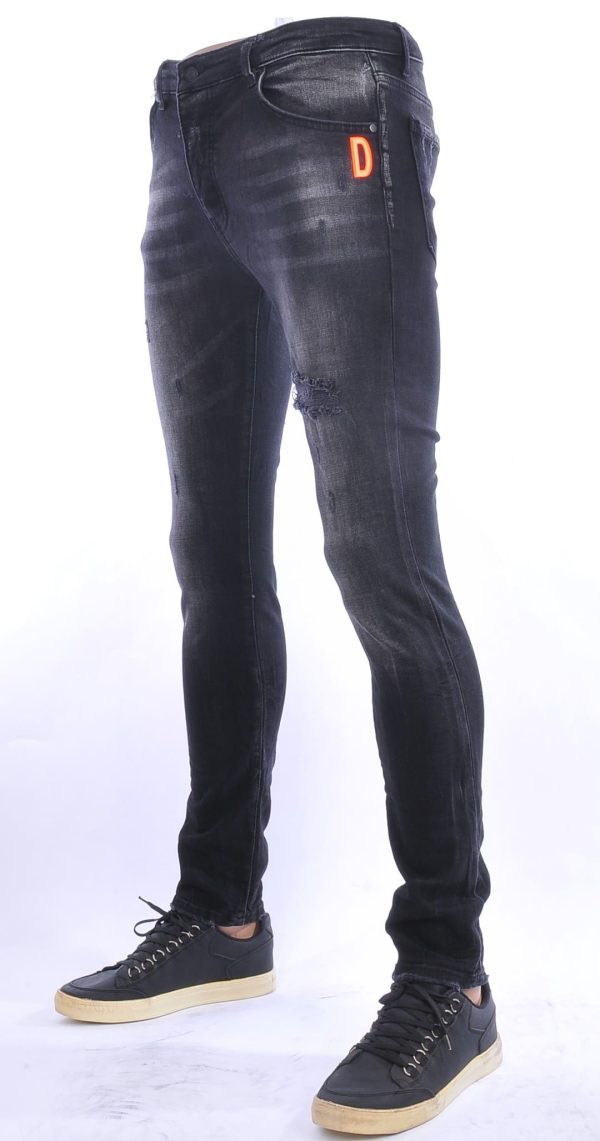 DOGER hippie gescheurde slim fit heren jeans Zwart