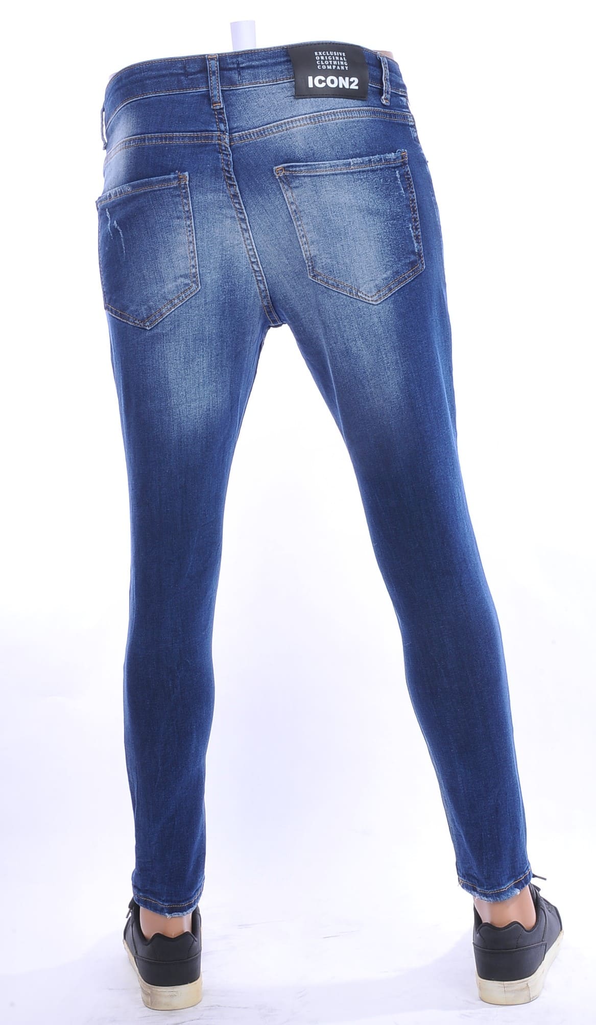ICON2 hippie gescheurde slim fit skinny heren jeans Blauw