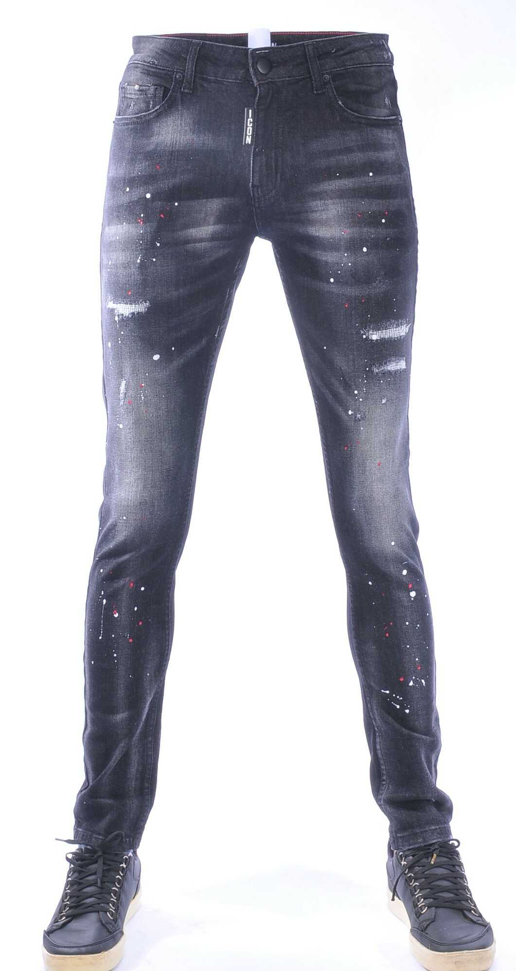ICON Zwarte Slim Fit Stretch Heren Jeans met Verfspatten en Scheuren – Super Skinny, Stoer en Trendy