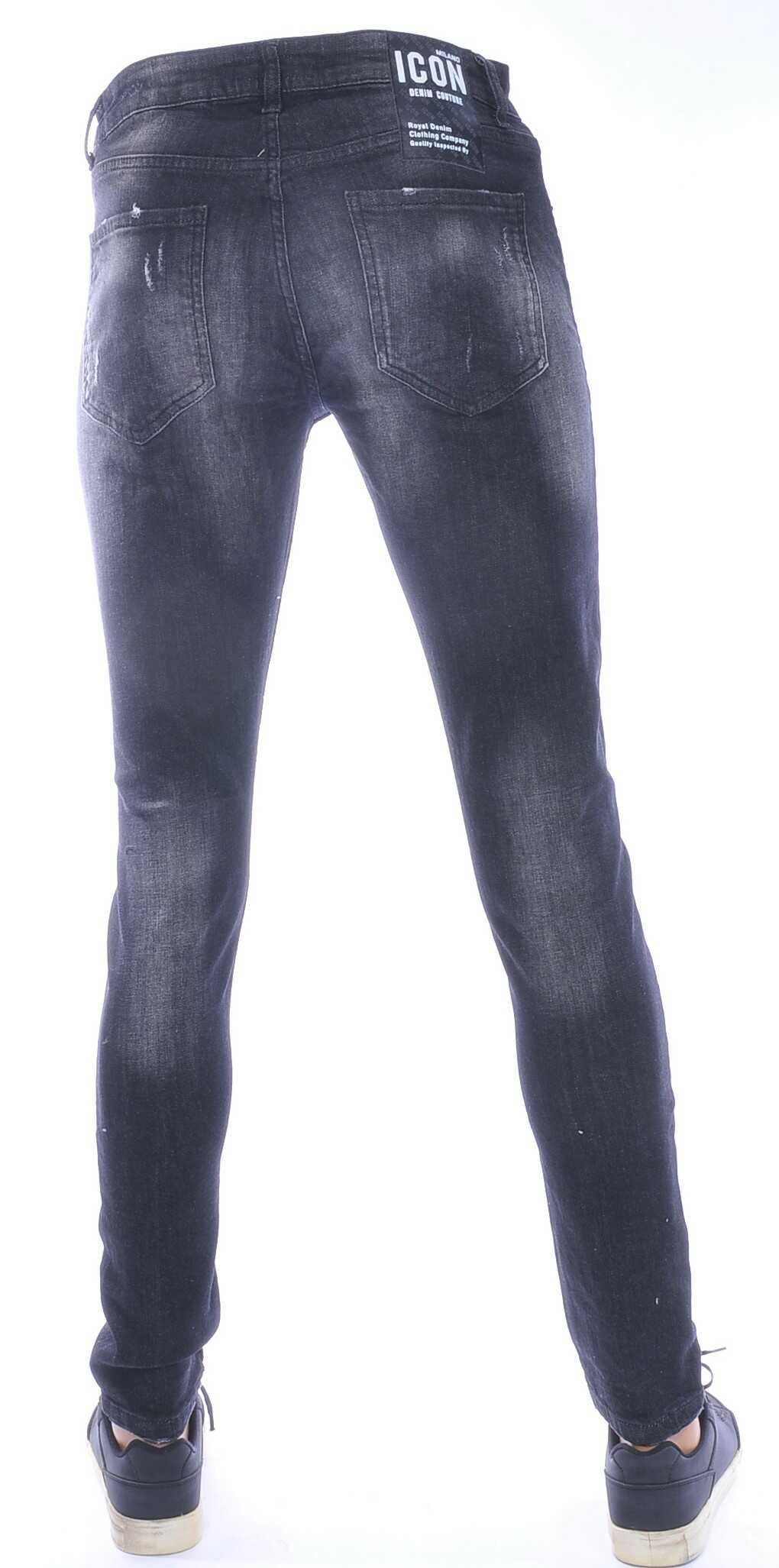 ICON Zwarte Slim Fit Stretch Heren Jeans met Verfspatten en Scheuren – Super Skinny, Stoer en Trendy