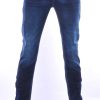 JAYLVIS trendy heren stretch jeans met contrast kleur stiksels Blauw