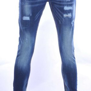 JEEL hippie gescheurde slim fit stretch heren jeans Blauw