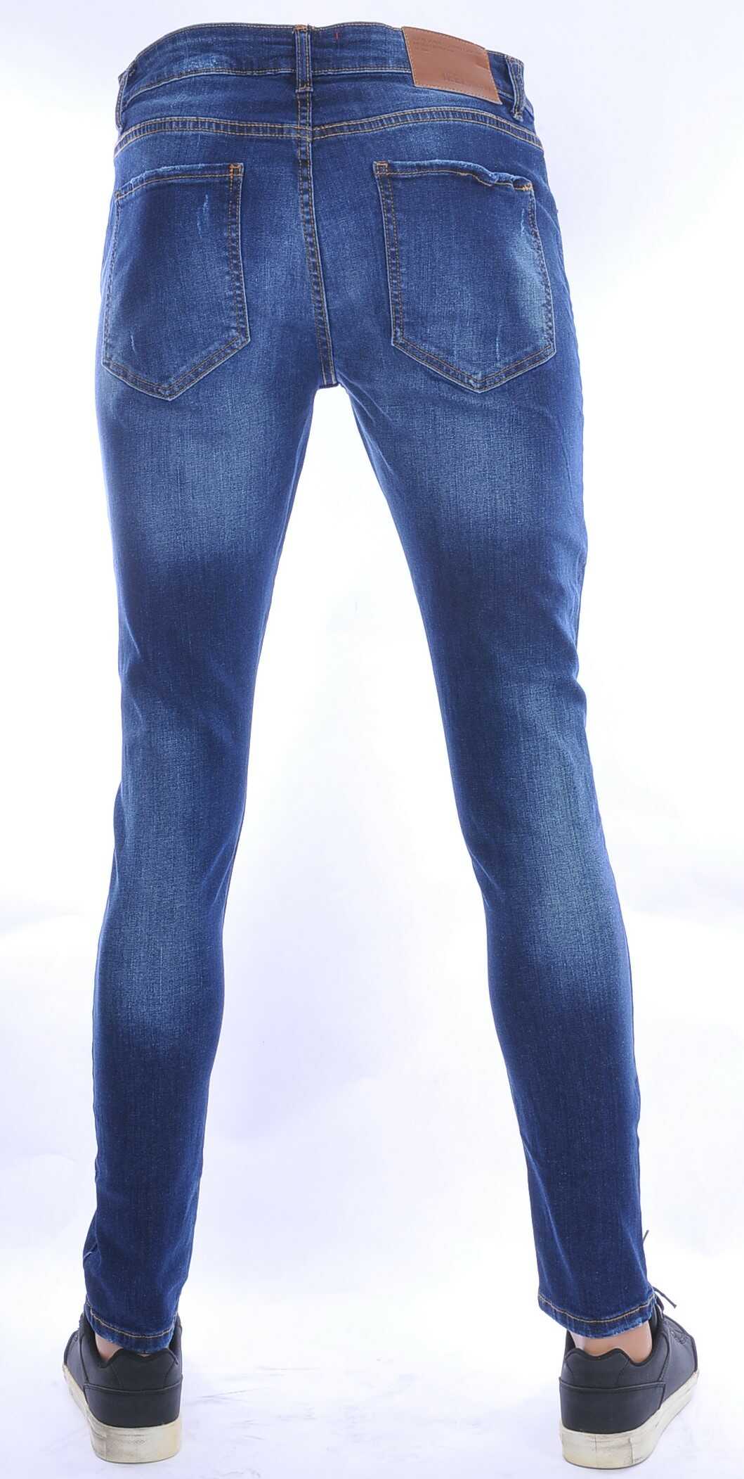 JEEL hippie gescheurde slim fit stretch heren jeans Blauw