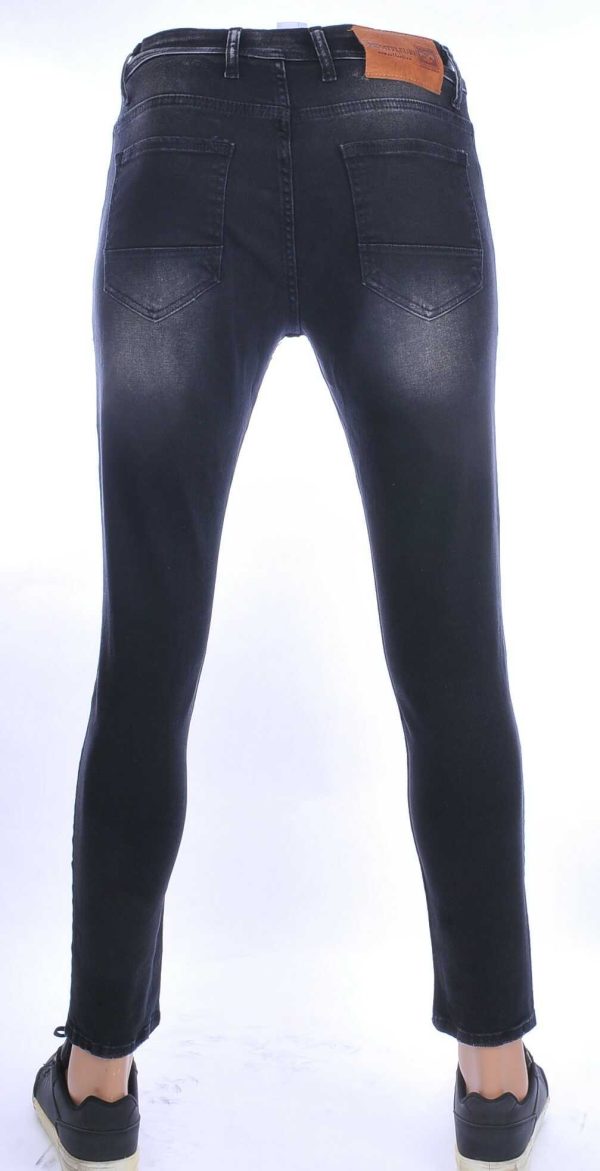 MONTFLEURI hippie gescheurde slim fit stretch heren jeans Zwart