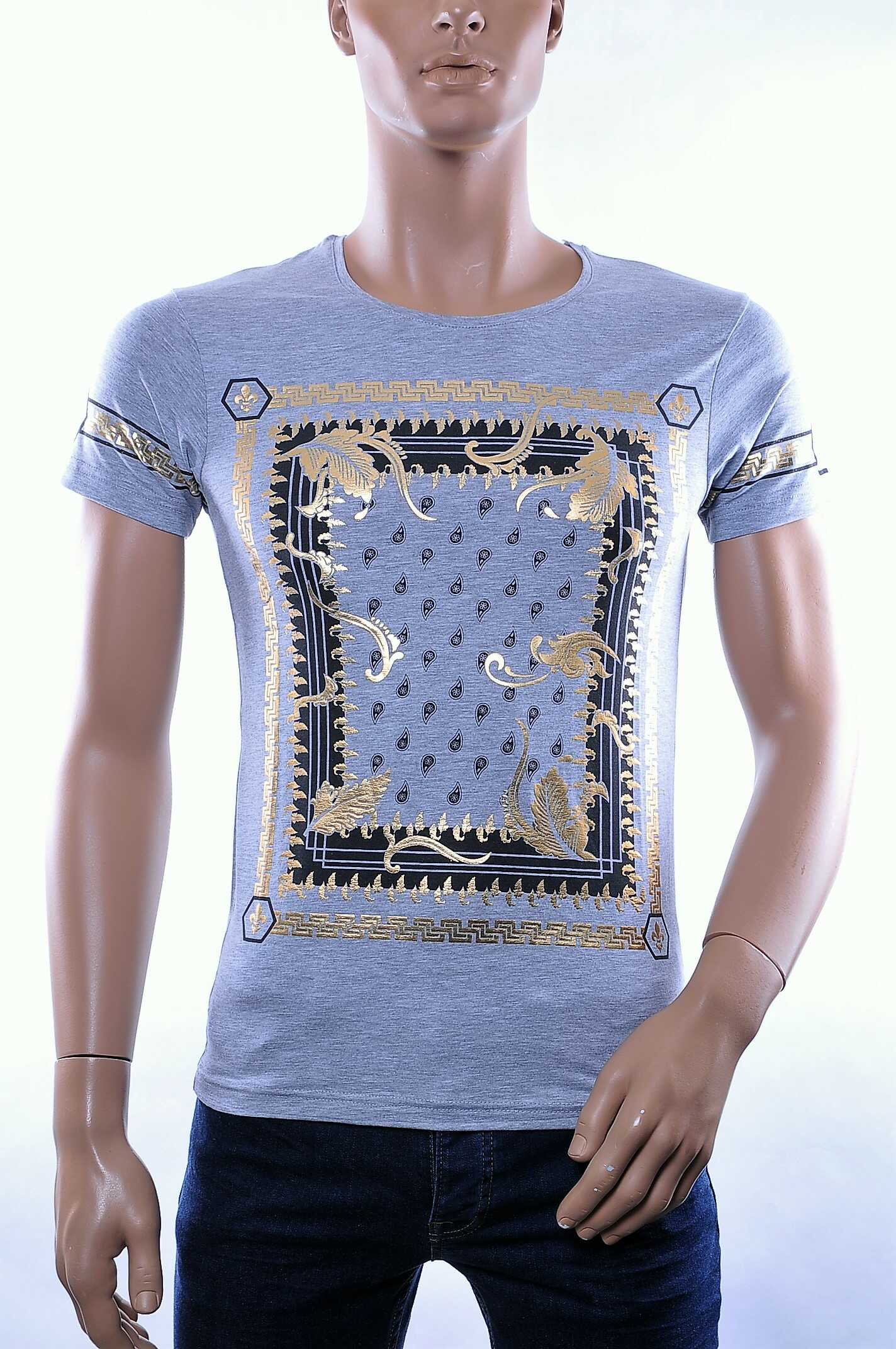 Oxcid trendy ronde hals T-Shirt met modern print Grijs