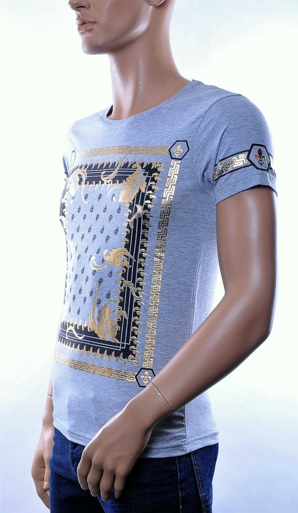 Oxcid trendy ronde hals T-Shirt met modern print Grijs