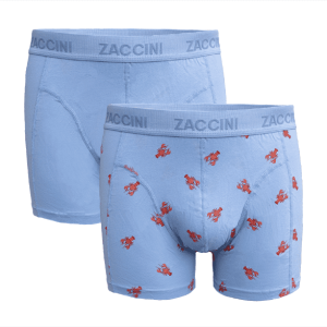 Zaccini 2-pack perfect fit allover kreeften print boxershorts Lichtblauw