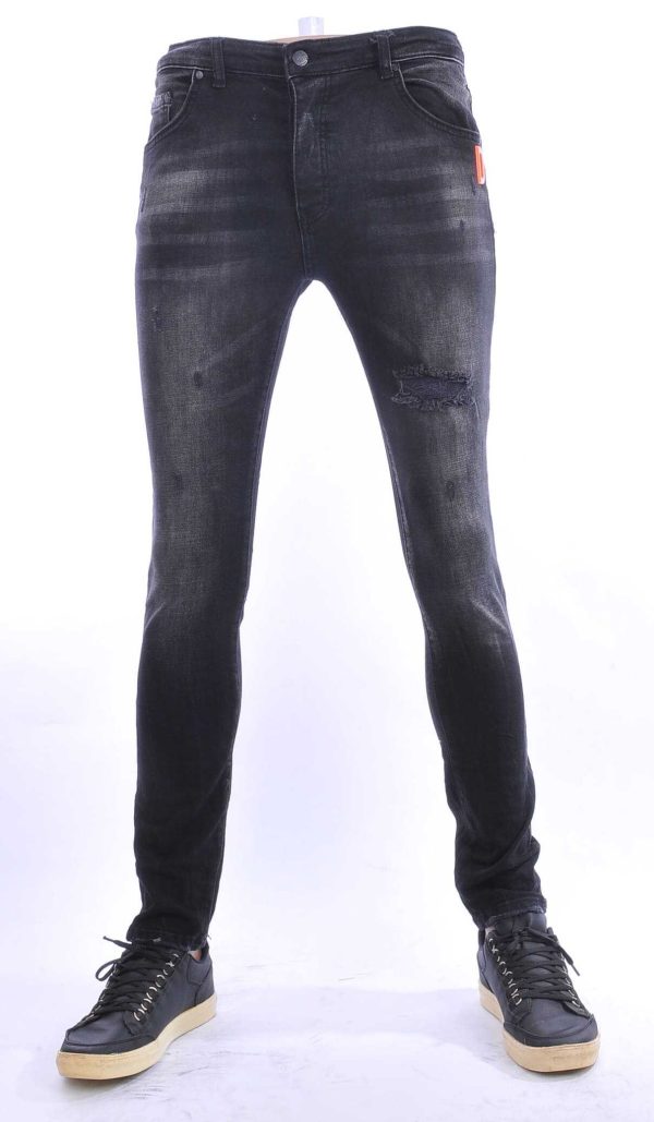 DOGER Hippie Gescheurde Slim Fit Heren Jeans - Zwart