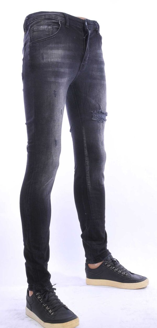 DOGER Hippie Gescheurde Slim Fit Heren Jeans - Zwart
