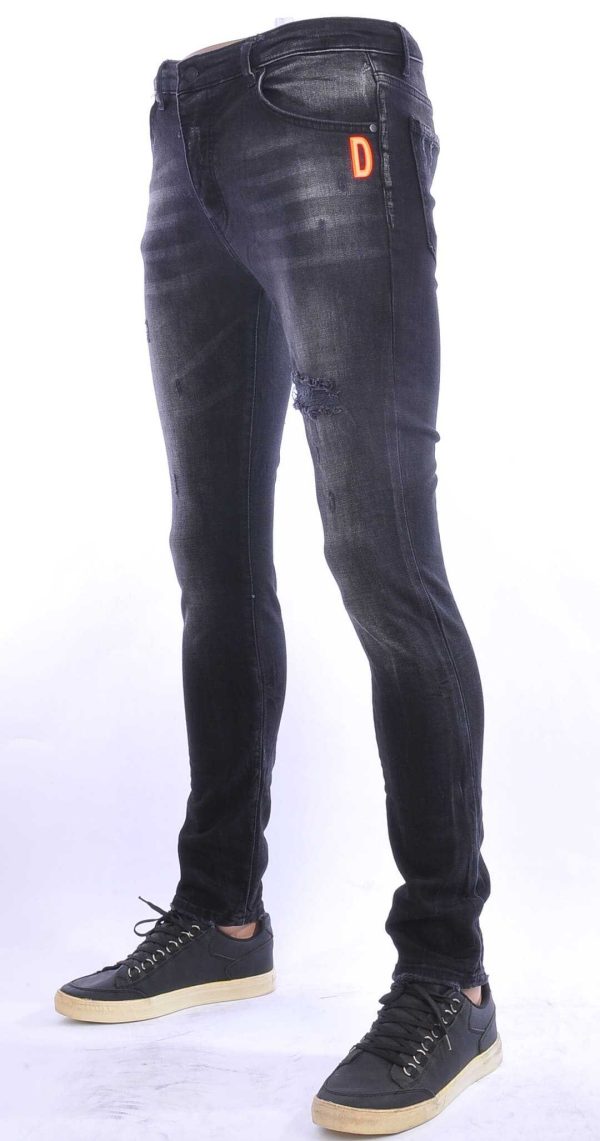 DOGER Hippie Gescheurde Slim Fit Heren Jeans - Zwart