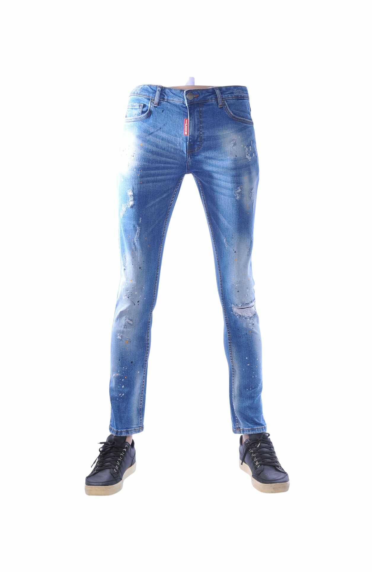 ICON heren jeans, Slim fit heren jeans, Gescheurde jeans heren, Heren jeans met verfspatten, Lichtblauwe jeans slim fit, Stretch jeans heren, Destroyed jeans mannen, Skinny jeans heren, Streetwear jeans heren, Designer jeans heren, online goedkoop heren jeans bestellen, Heren jeans kopen in Nijmegen