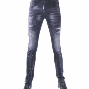 ICON jeans, zwarte heren jeans, super skinny jeans heren, slim fit stretch jeans, gescheurde heren jeans, verfspatten jeans, streetwear heren jeans, trendy heren spijkerbroek, zwarte skinny jeans, stoere heren jeans, urban fashion jeans, heren broek met scheuren, online goedkoop heren jeans bestellen, Heren jeans kopen in Nijmegen, Kledingwinkel in Nijmegen