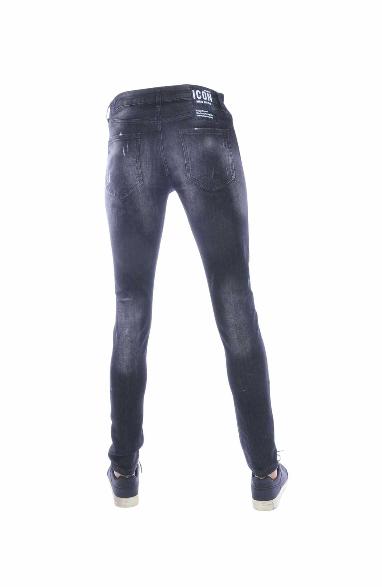ICON jeans, zwarte heren jeans, super skinny jeans heren, slim fit stretch jeans, gescheurde heren jeans, verfspatten jeans, streetwear heren jeans, trendy heren spijkerbroek, zwarte skinny jeans, stoere heren jeans, urban fashion jeans, heren broek met scheuren, online goedkoop heren jeans bestellen, Heren jeans kopen in Nijmegen, Kledingwinkel in Nijmegen