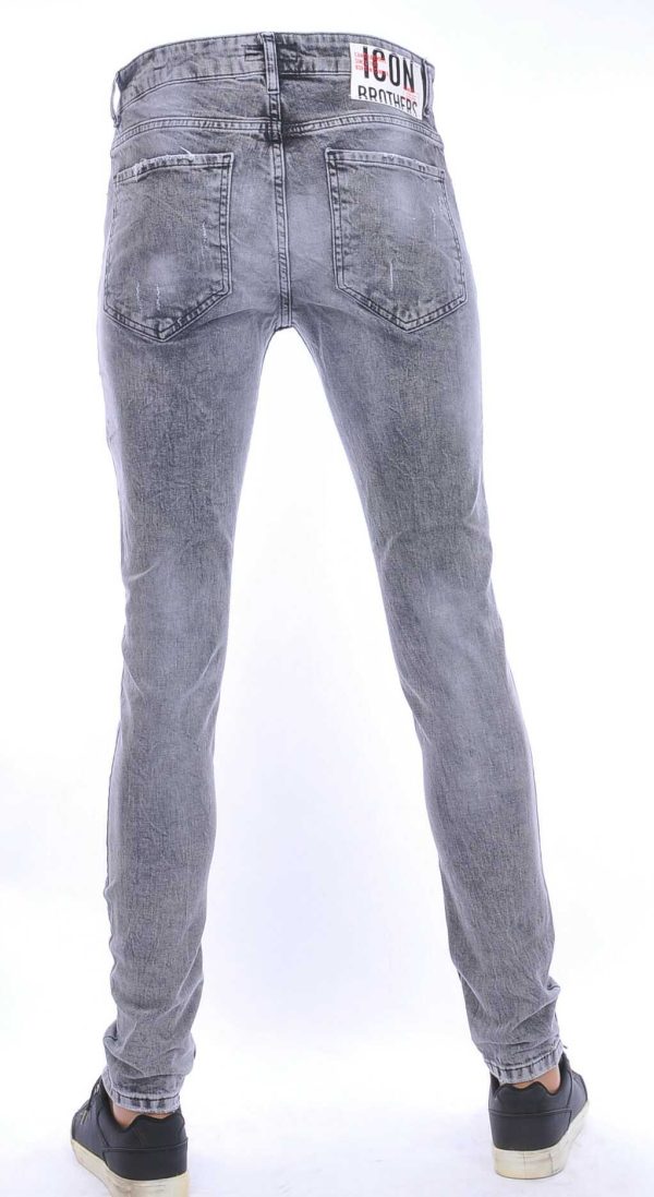 BlackRock trendy gescheurde slim fit heren jeans met verfspatten Grijs
