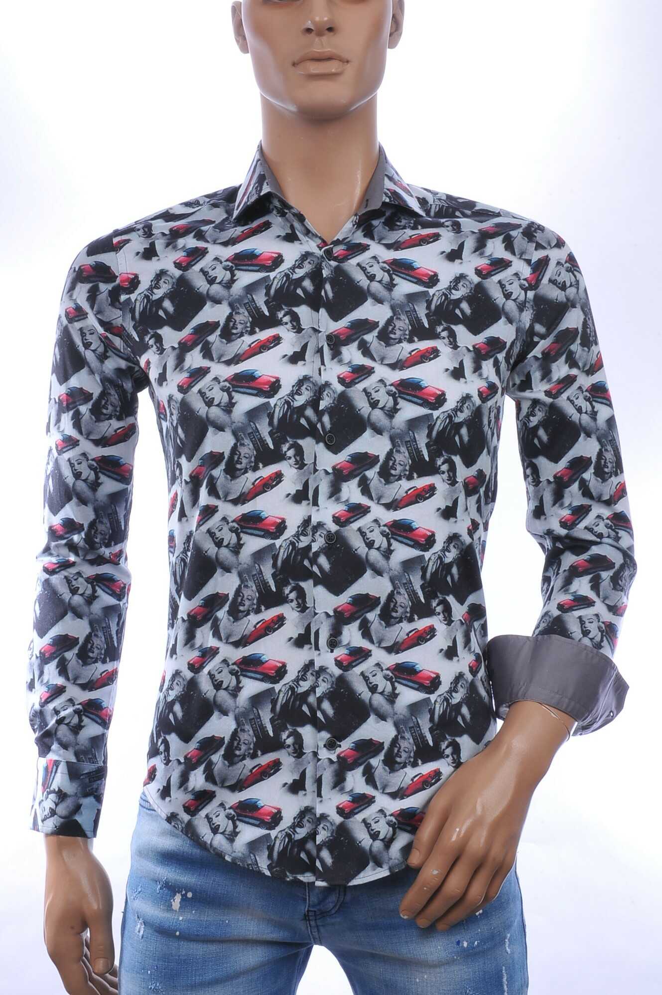 CORRINO Italiaans Slim Fit Heren Overhemd met Allover Marilyn Monroe Foto’s – Zwart