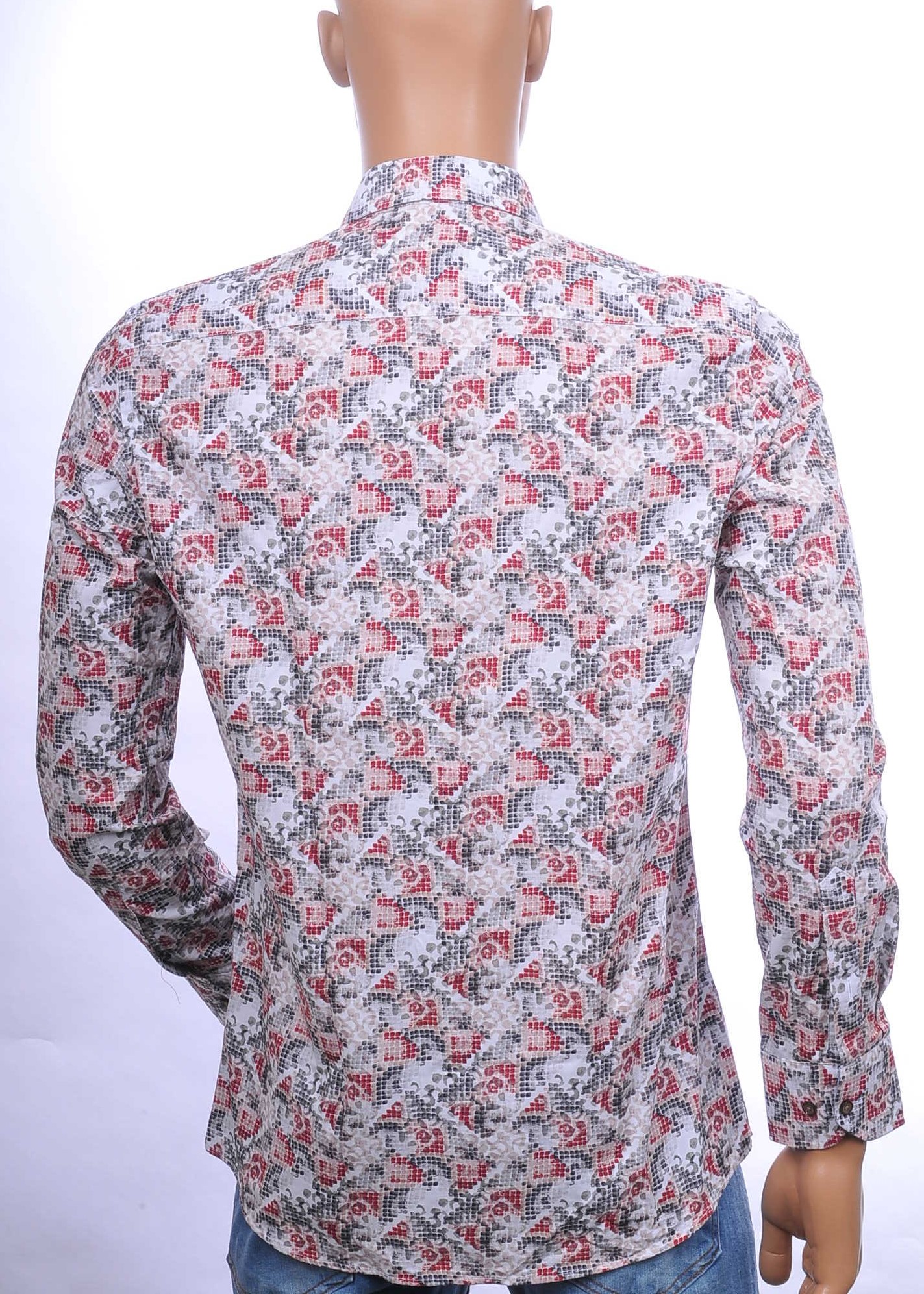 CORRINO trendy modern fit allover authentiek dessin heren overhemd Beige